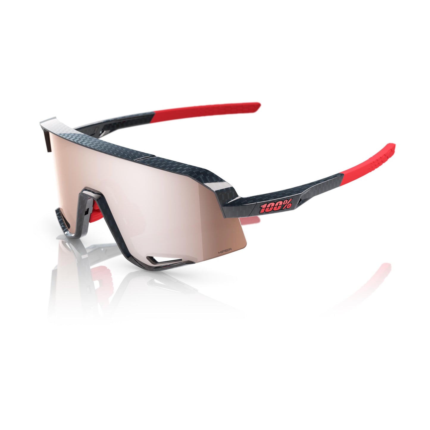 100% Slendale - Gloss Carbon Fiber - HiPER Crimson Silver Mirror Lens