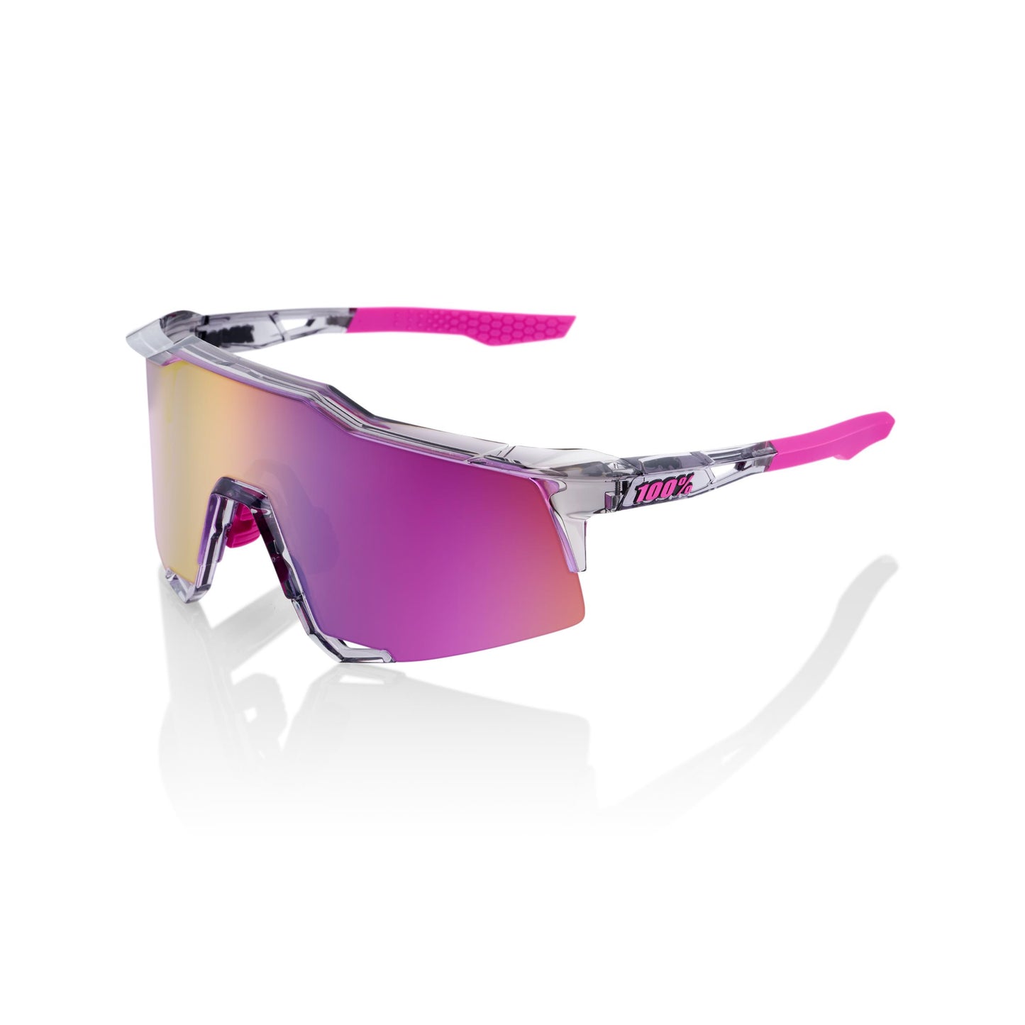 100% Speedcraft - Polished Translucent Grey (Tokyo Night) - Purple Multilayer Mirror Lens