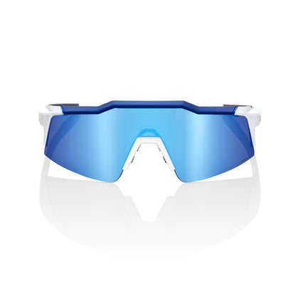 100% Speedcraft SL - Matte White/Metallic Blue - HiPER Blue Multilayer Mirror Lens