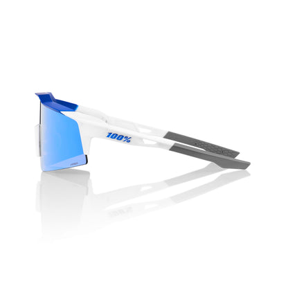 100% Speedcraft SL - Matte White/Metallic Blue - HiPER Blue Multilayer Mirror Lens