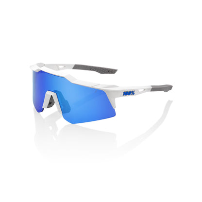 100% Speedcraft XS - Matte White - Blue Multilayer Mirror Lens