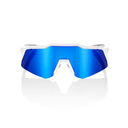 100% Speedcraft XS - Matte White - Blue Multilayer Mirror Lens