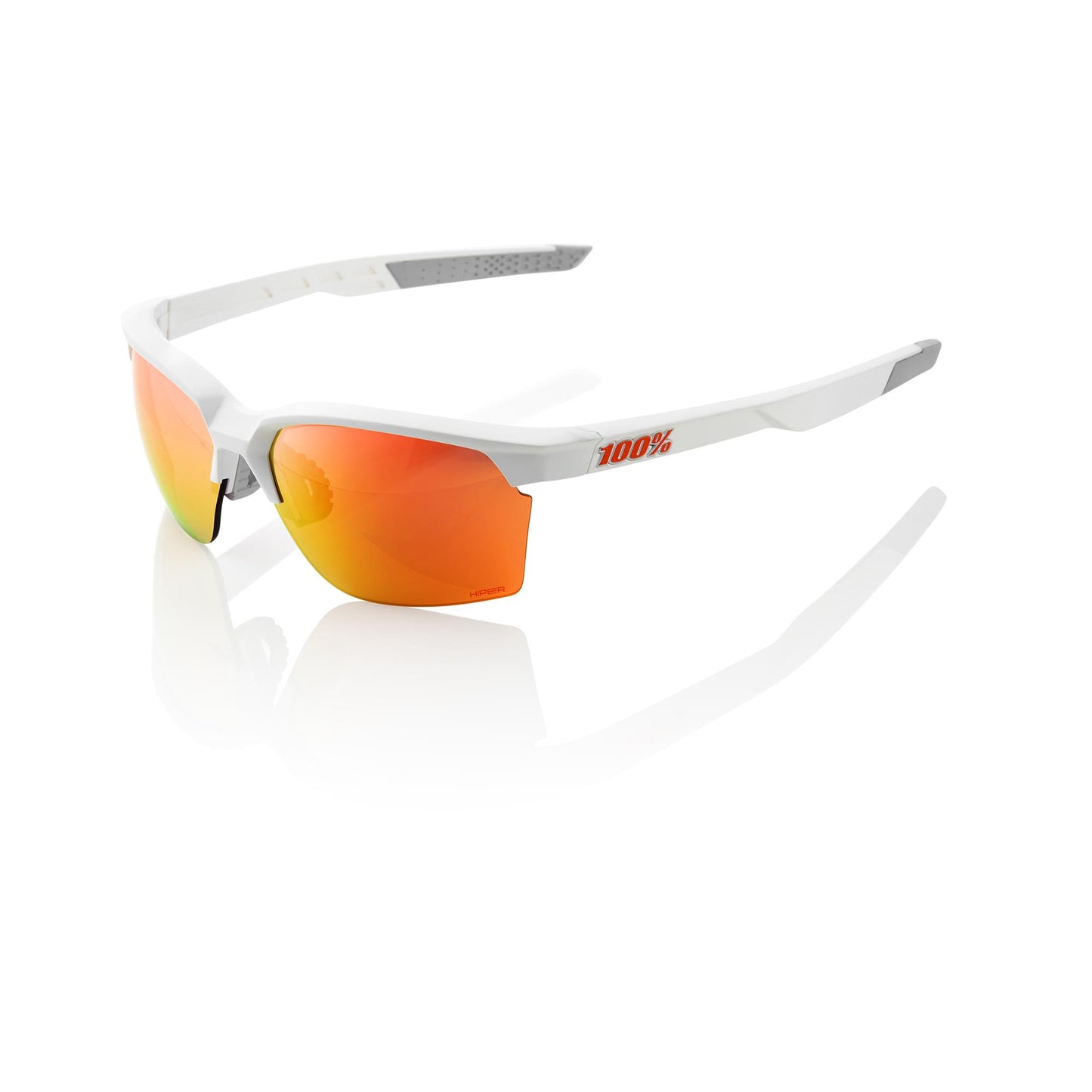 100% Sportcoupe - Soft Tact White - HiPER Red Multilayer Mirror Lens