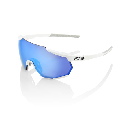 100% Racetrap - Matte White - Hiper Blue Multilayer Mirror Lens