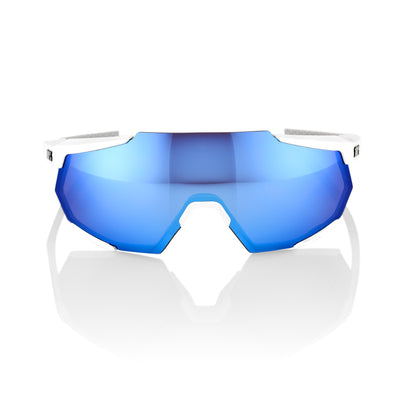 100% Racetrap - Matte White - Hiper Blue Multilayer Mirror Lens