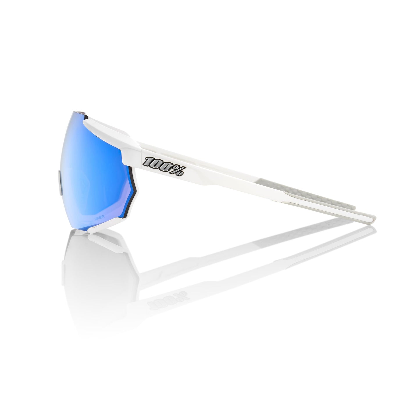 100% Racetrap - Matte White - Hiper Blue Multilayer Mirror Lens